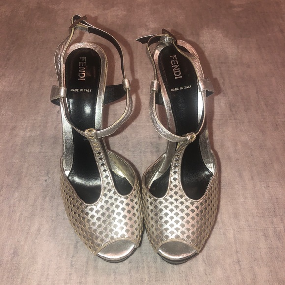fendi silver heels